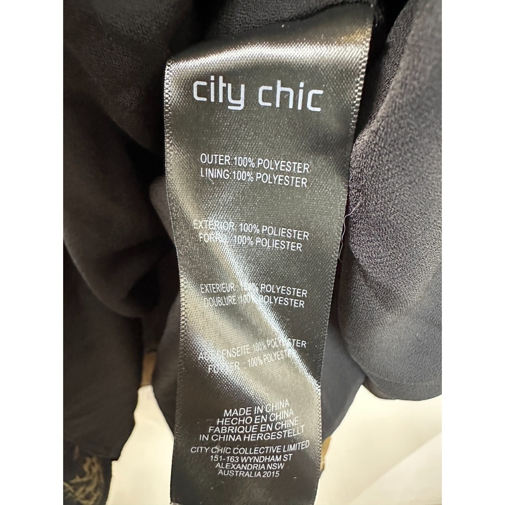 City Chic Malaga Floral Print LS Faux Wrap Dress Black Gold Plus Size 18 - Picture 7 of 12